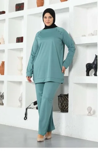 Embroidered Shoulders Tracksuit Set 2025-02 Mint Green 2025-02