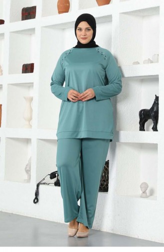 Embroidered Shoulders Tracksuit Set 2025-02 Mint Green 2025-02