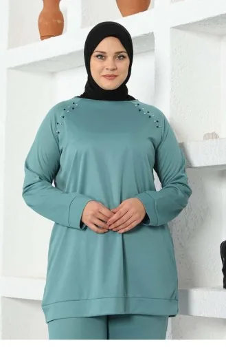 Embroidered Shoulders Tracksuit Set 2025-02 Mint Green 2025-02