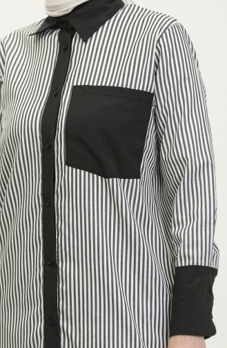 Striped Garnished Tunic 4821-03 Black 4821-03
