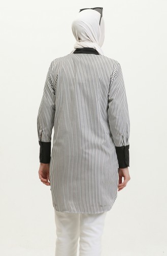 Striped Garnished Tunic 4821-03 Black 4821-03