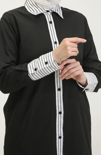 Striped Garnished Tunic 4823-04 Black 4823-04