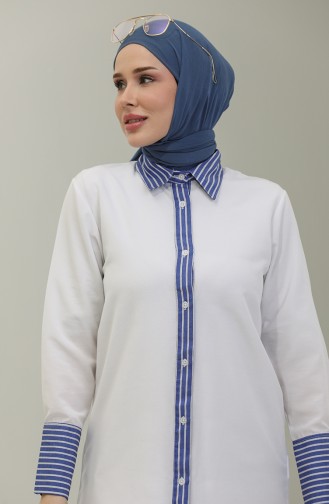 Striped Garnished Tunic 4823-06 White 4823-06