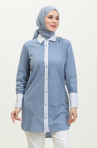 Striped Garnished Tunic 4823-08 Indigo 4823-08