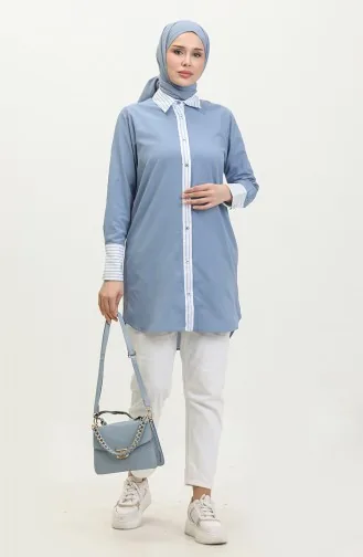 Striped Garnished Tunic 4823-08 Indigo 4823-08