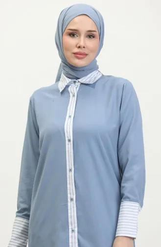 Striped Garnished Tunic 4823-08 Indigo 4823-08