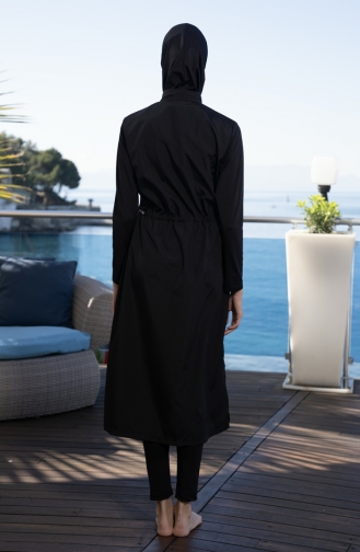Maillot De Bain Hijab Entièrement Couvert A Fermeture 22997-02 Noir 22997-02