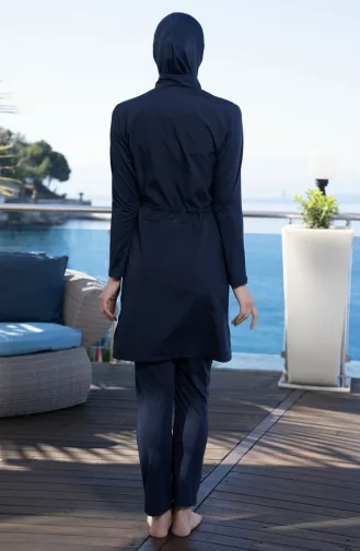 Vollständig Bedeckter Hijab-Badeanzug Mit Reißverschluss 23935E-01 Marineblau 23935E-01