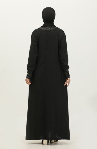 Vivezza Şık Dantel Pullu Ferace 7016 7016-01 Siyah