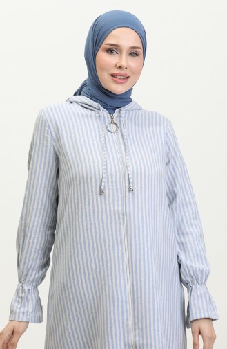 Çizgili Tesettür Kap 0137-03 Mavi