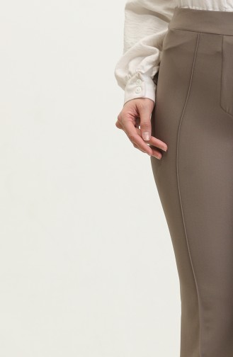 Pantalon Taille Haute Evasé Taille Elastique Femme 35001-03 Vison 35001-03