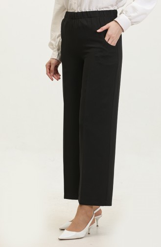 Pantalon En Tissu Grande Taille Femme Jambe Large 4895 Noir 4895.siyah