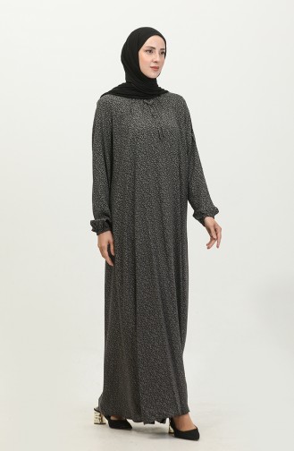 فستان نسائي يومي طويل بنمط متموج مقاس كبير 8408 4 مدخن 8408-4.Füme