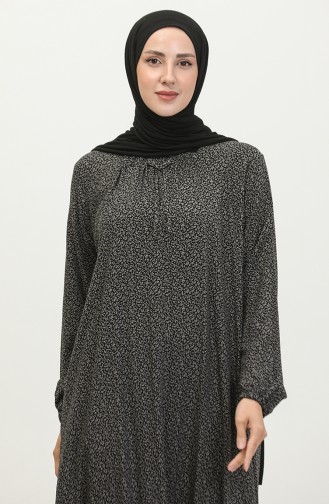 فستان نسائي يومي طويل بنمط متموج مقاس كبير 8408 4 مدخن 8408-4.Füme
