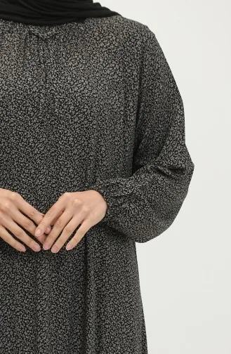 Langes Mutter-Tageskleid Mit Knusprigem Muster Für Damen In Übergröße 8408 4 Geräuchert 8408-4.Füme