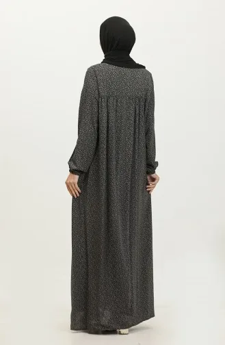 Langes Mutter-Tageskleid Mit Knusprigem Muster Für Damen In Übergröße 8408 4 Geräuchert 8408-4.Füme