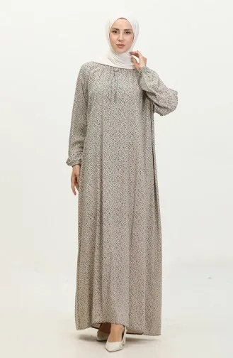 Robe Longue De Tous Les Jours Pour Femmes Grande Taille Motif Croustillant Pour Mère 8408 4 Pierres 8408-4.Taş
