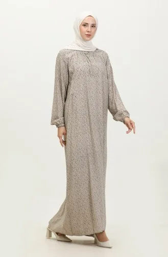 Robe Longue De Tous Les Jours Pour Femmes Grande Taille Motif Croustillant Pour Mère 8408 4 Pierres 8408-4.Taş