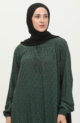 Robe Longue De Tous Les Jours Pour Femmes Grande Taille Motif Croustillant Pour Mère 8408 4 Vert émeraude 8408-4.ZÜMRÜT YEŞİLİ