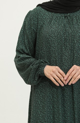 Robe Longue De Tous Les Jours Pour Femmes Grande Taille Motif Croustillant Pour Mère 8408 4 Vert émeraude 8408-4.ZÜMRÜT YEŞİLİ