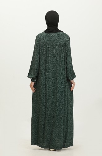 Robe Longue De Tous Les Jours Pour Femmes Grande Taille Motif Croustillant Pour Mère 8408 4 Vert émeraude 8408-4.ZÜMRÜT YEŞİLİ