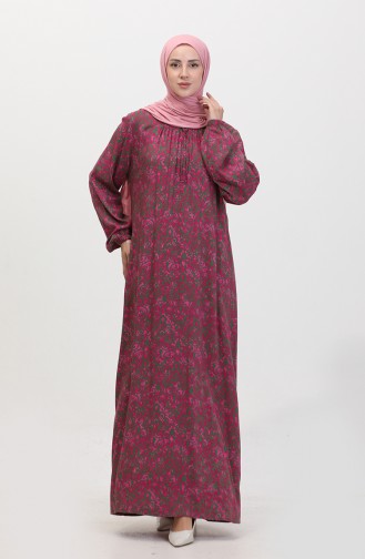 Grote Maat Moederjurk Voor Dames Bloemen Hijabkleding 8408 5 Kaki 8408-5.Haki