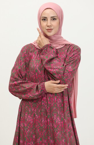 فستان نسائي للأم مقاس كبير ملابس حجاب زهري 8408 5 كاكي 8408-5.Haki