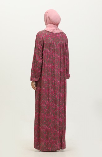 فستان نسائي للأم مقاس كبير ملابس حجاب زهري 8408 5 كاكي 8408-5.Haki