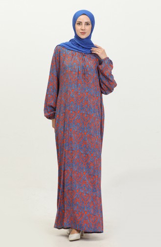 فستان نسائي مقاس كبير للأم مقاس كبير ملابس حجاب زهري 8408 5 نيلي 8408-5.İndigo