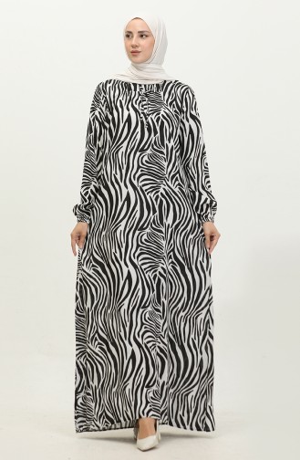 Robe Grande Taille Pour Femmes Vêtements Hijab à Fleurs 8408 5 Noir 8408-5.siyah