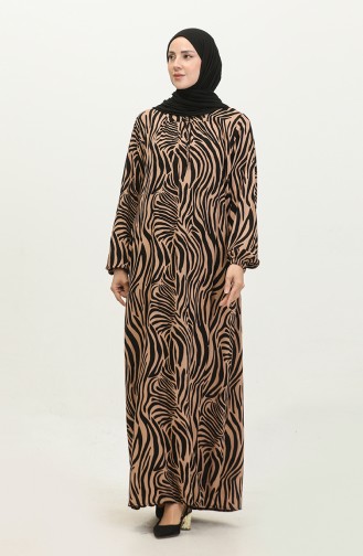 فستان نسائي مقاس كبير للأم مقاس كبير ملابس حجاب زهري 8408 5 Tan 8408-5.TABA