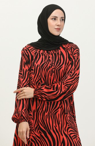 Damen-Mutterkleid In Übergröße Florales Hijab-Kleidung 8408 5 Orange 8408-5.TURUNCU