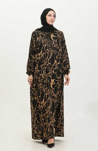Grote Maat Viscose Hijab-jurk Voor Dames 8408 Zwart 8408.siyah