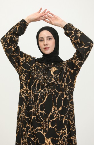 Grote Maat Viscose Hijab-jurk Voor Dames 8408 Zwart 8408.siyah