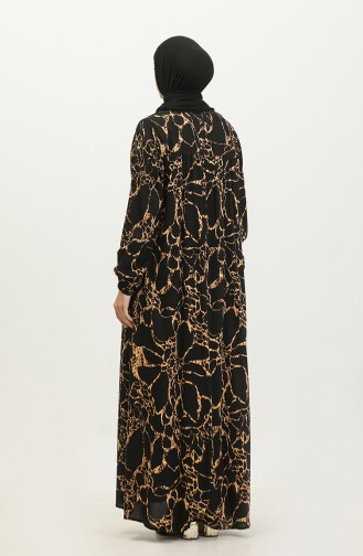 Grote Maat Viscose Hijab-jurk Voor Dames 8408 Zwart 8408.siyah