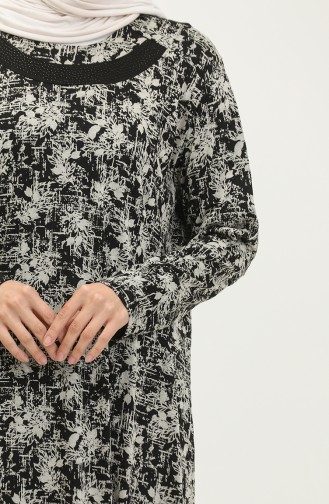 Kadin Tesettur Buyuk Beden Yakası Garnili Anne Elbise 8848 Taş