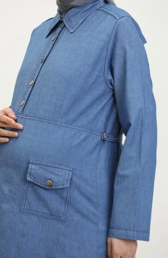 Tensel Fabric Pocketed Maternity Tunic 2700127-02 Denim Blue 2700127-02