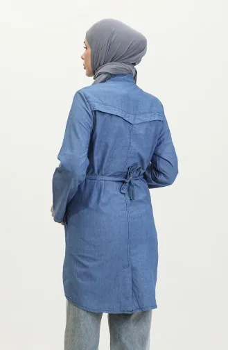 Tensel Fabric Pocketed Maternity Tunic 2700127-02 Denim Blue 2700127-02