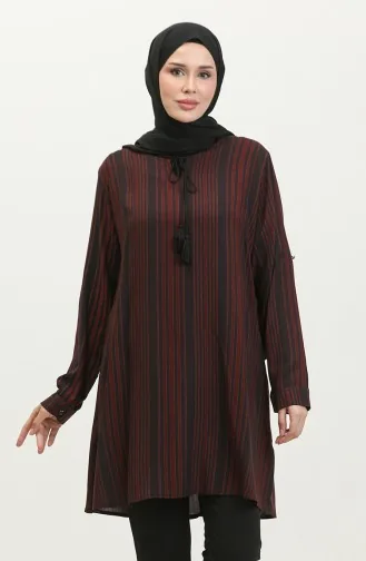 Dames Hijab Grote Maten Kleding Geregen Zomertuniek 4942 Bordeauxrood 4942.Bordo