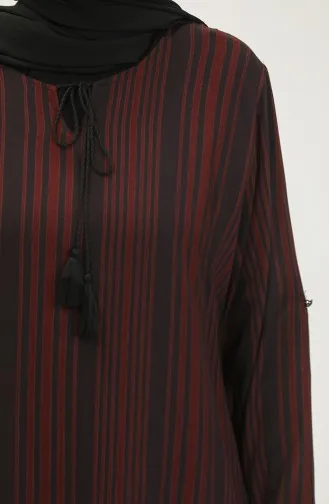 Dames Hijab Grote Maten Kleding Geregen Zomertuniek 4942 Bordeauxrood 4942.Bordo