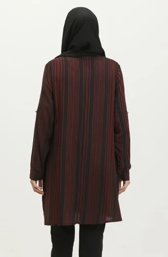 Dames Hijab Grote Maten Kleding Geregen Zomertuniek 4942 Bordeauxrood 4942.Bordo