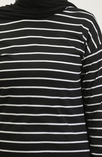 Striped Combed Cotton Tunic 8705A-01 Black 8705A-01