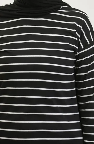 تونيك قطن ممشط بتصميم مُخطط 8705A-01 لون أسود 8705A-01