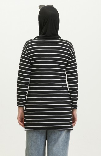 Striped Combed Cotton Tunic 8705A-01 Black 8705A-01