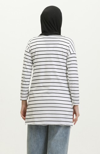 Striped Combed Cotton Tunic 8705A-02 White 8705A-02