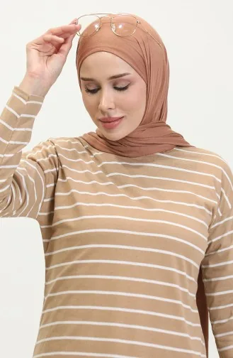 Striped Combed Cotton Tunic 8705A-03 Biscuit 8705A-03