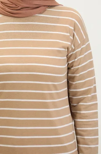 Striped Combed Cotton Tunic 8705A-03 Biscuit 8705A-03