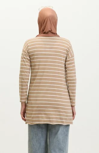 Striped Combed Cotton Tunic 8705A-03 Biscuit 8705A-03