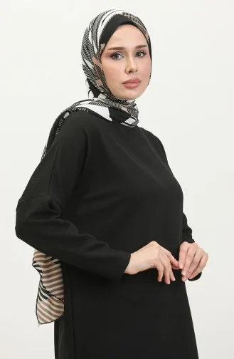 Comfortabel Gesneden Effen Tuniek 8712-01 Zwart 8712-01