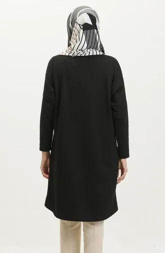 Comfortabel Gesneden Effen Tuniek 8712-01 Zwart 8712-01